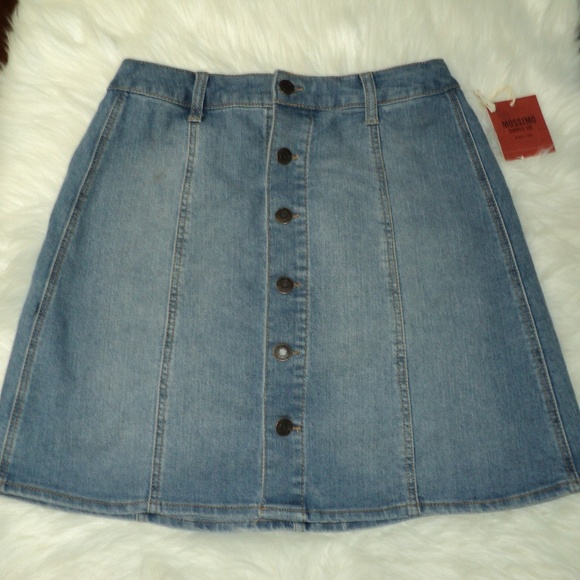 MOSSIMO SUPPLY CO. DENIM BUTTON FRONT MINI SKIRT - Picture 2 of 4